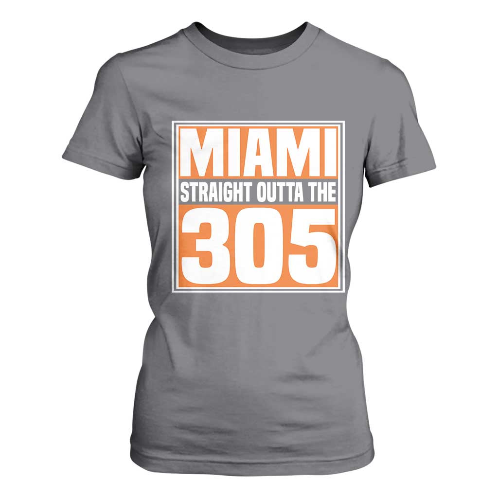 Miami T Shirt For Women Straight Outta The 305 Area Code Florida Pride TS10 Charcoal Print Your Wear