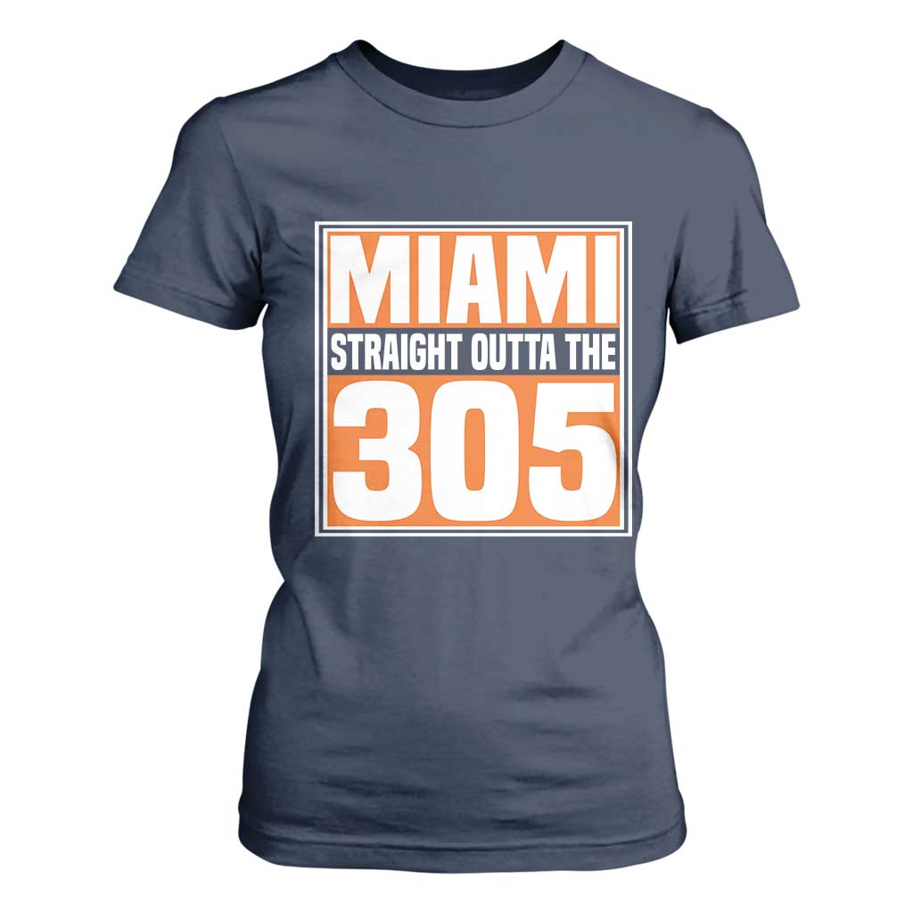 Miami T Shirt For Women Straight Outta The 305 Area Code Florida Pride TS10 Navy Print Your Wear