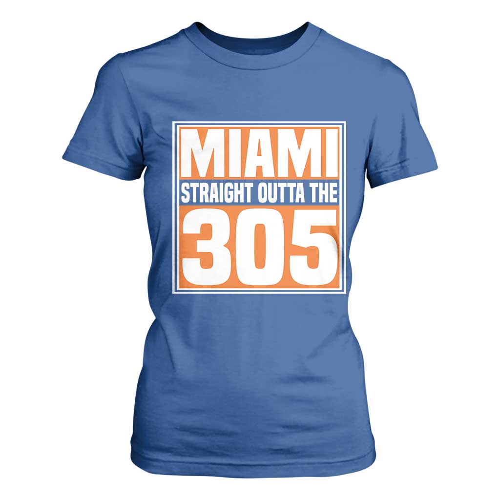 Miami T Shirt For Women Straight Outta The 305 Area Code Florida Pride TS10 Royal Blue Print Your Wear