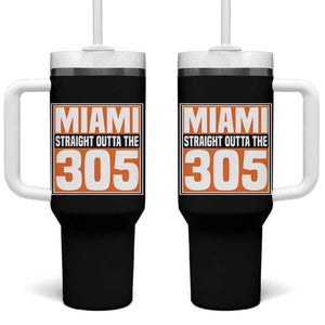 Miami Tumbler With Handle Straight Outta The 305 Area Code Florida Pride TS10 One Size: 40 oz Black Print Your Wear