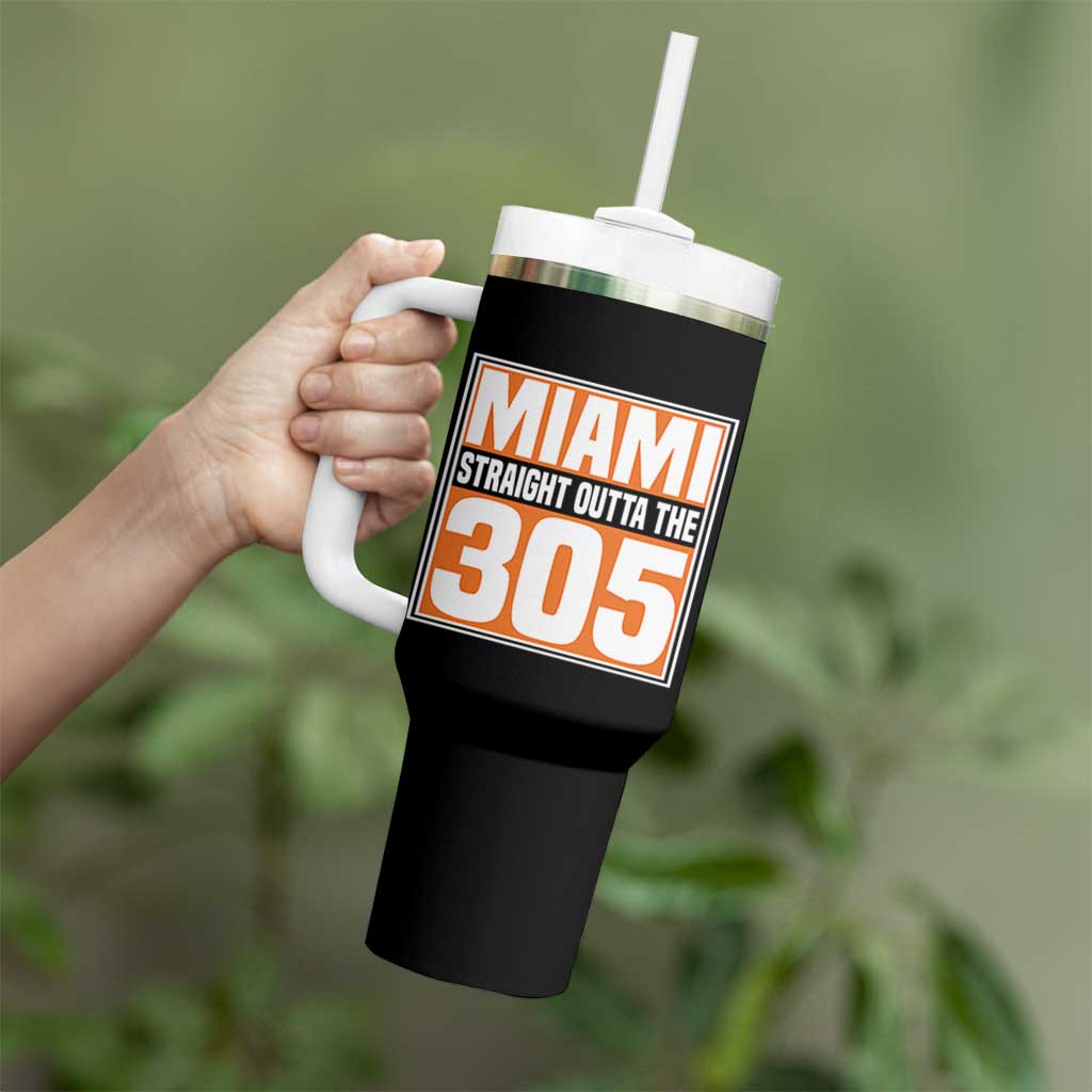 Miami Tumbler With Handle Straight Outta The 305 Area Code Florida Pride TS10 Print Your Wear