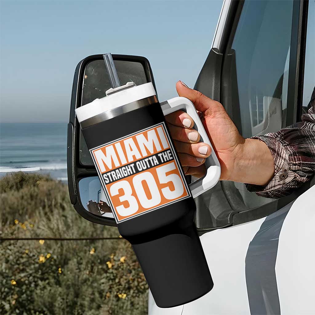 Miami Tumbler With Handle Straight Outta The 305 Area Code Florida Pride TS10 Print Your Wear