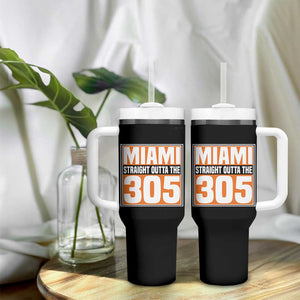 Miami Tumbler With Handle Straight Outta The 305 Area Code Florida Pride TS10 Print Your Wear