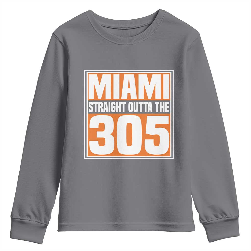 Miami Youth Sweatshirt Straight Outta The 305 Area Code Florida Pride TS10 Charcoal Print Your Wear