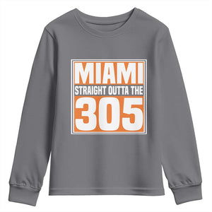 Miami Youth Sweatshirt Straight Outta The 305 Area Code Florida Pride TS10 Charcoal Print Your Wear