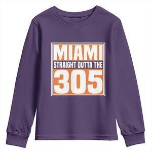 Miami Youth Sweatshirt Straight Outta The 305 Area Code Florida Pride TS10 Purple Print Your Wear