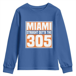 Miami Youth Sweatshirt Straight Outta The 305 Area Code Florida Pride TS10 Royal Blue Print Your Wear