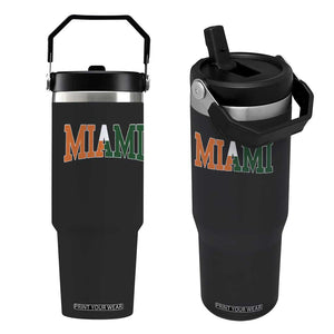 Retro Miami Flip Straw Tumbler Florida FL Vintage Classic Athletic Sports TS10 One Size: 30 oz Black Print Your Wear
