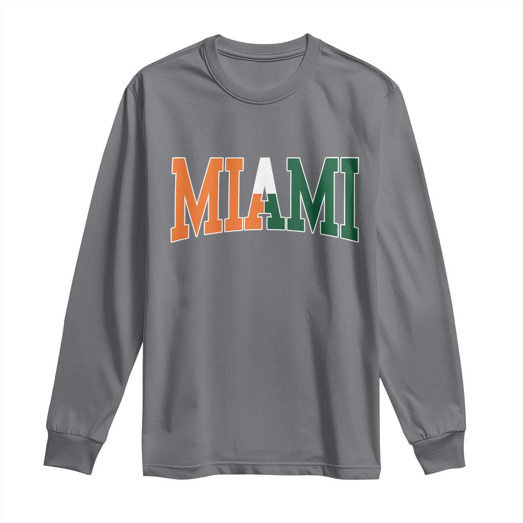 Retro Miami Long Sleeve Shirt Florida FL Vintage Classic Athletic Sports TS10 Charcoal Print Your Wear