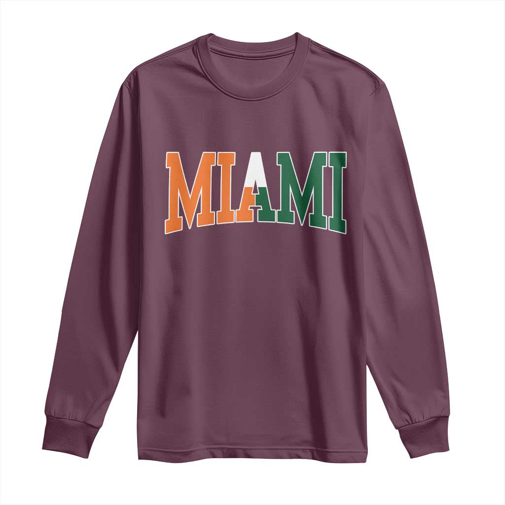 Retro Miami Long Sleeve Shirt Florida FL Vintage Classic Athletic Sports TS10 Maroon Print Your Wear