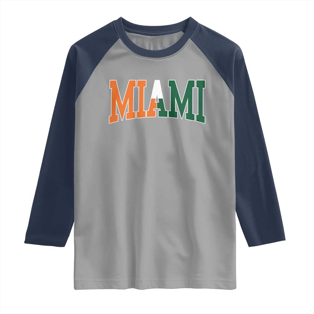 Retro Miami Raglan Shirt Florida FL Vintage Classic Athletic Sports TS10 Sport Gray Navy Print Your Wear