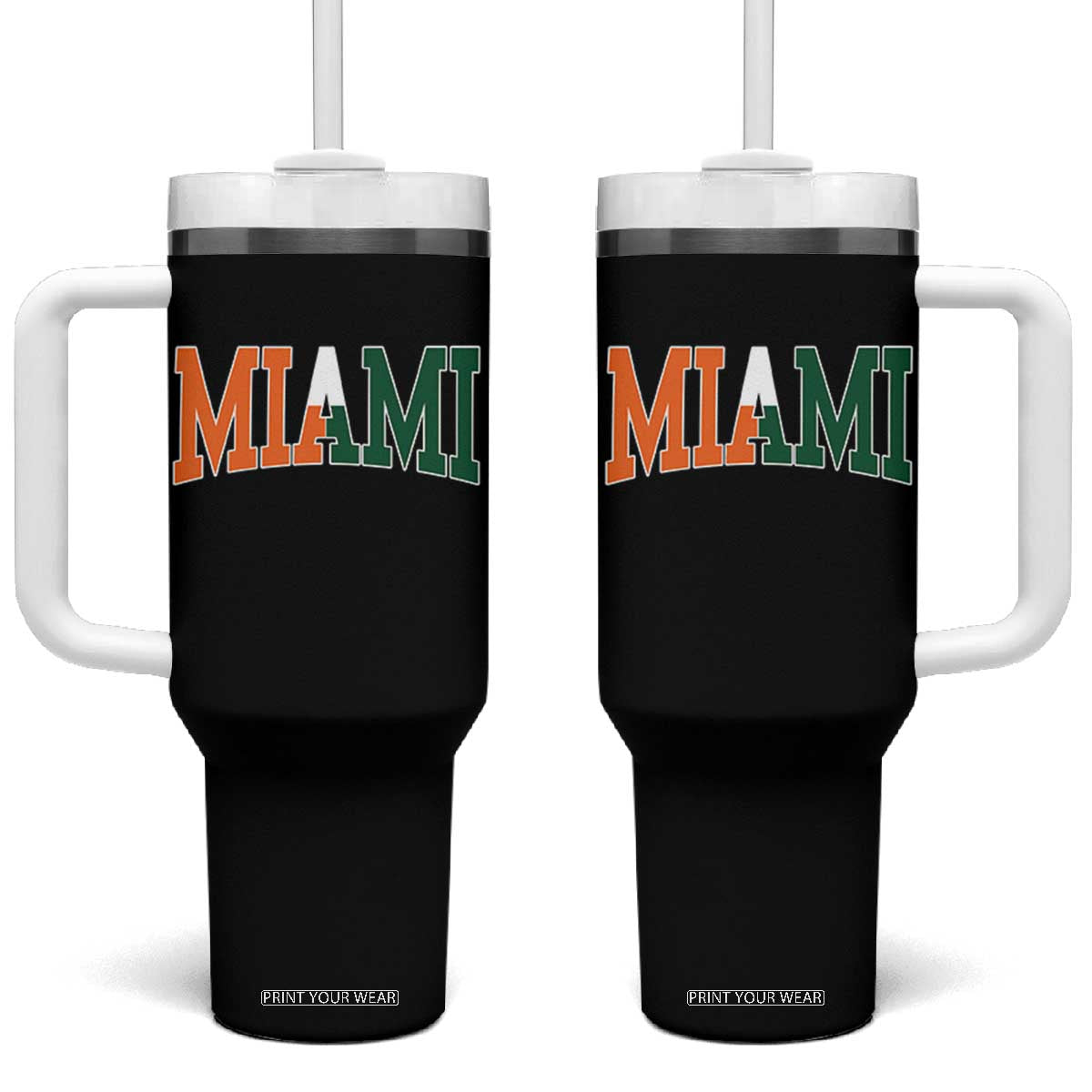 Retro Miami Tumbler With Handle Florida FL Vintage Classic Athletic Sports TS10 One Size: 40 oz Black Print Your Wear