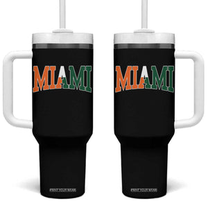 Retro Miami Tumbler With Handle Florida FL Vintage Classic Athletic Sports TS10 One Size: 40 oz Black Print Your Wear