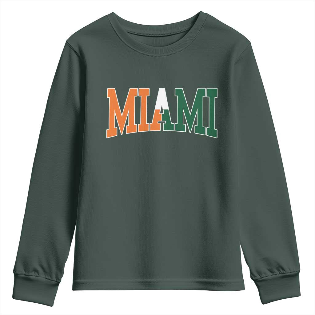Retro Miami Youth Sweatshirt Florida FL Vintage Classic Athletic Sports TS10 Dark Forest Green Print Your Wear