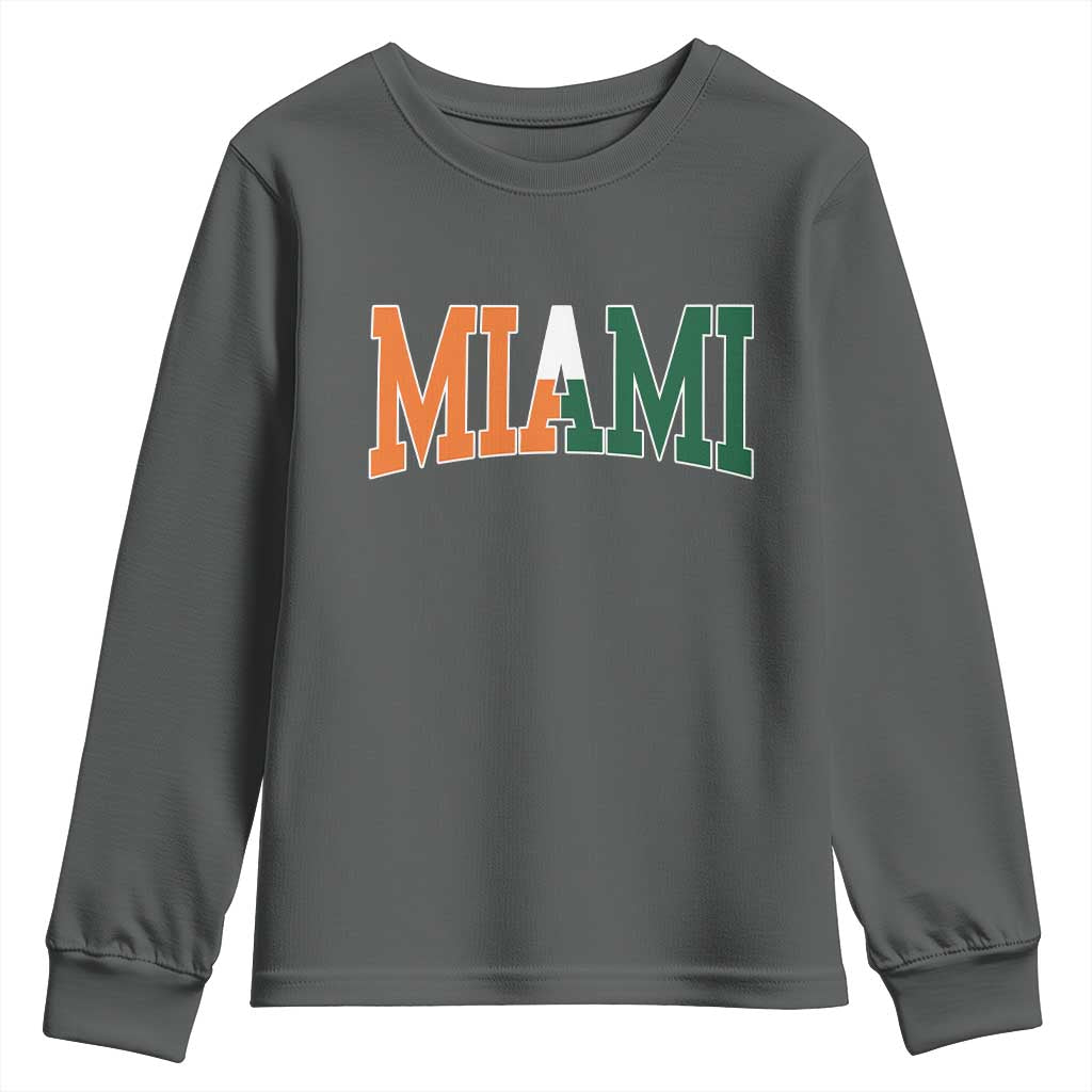 Retro Miami Youth Sweatshirt Florida FL Vintage Classic Athletic Sports TS10 Dark Heather Print Your Wear