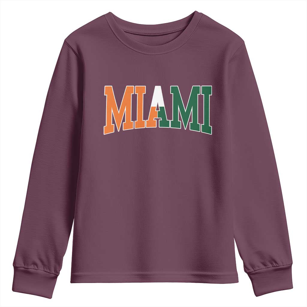 Retro Miami Youth Sweatshirt Florida FL Vintage Classic Athletic Sports TS10 Maroon Print Your Wear