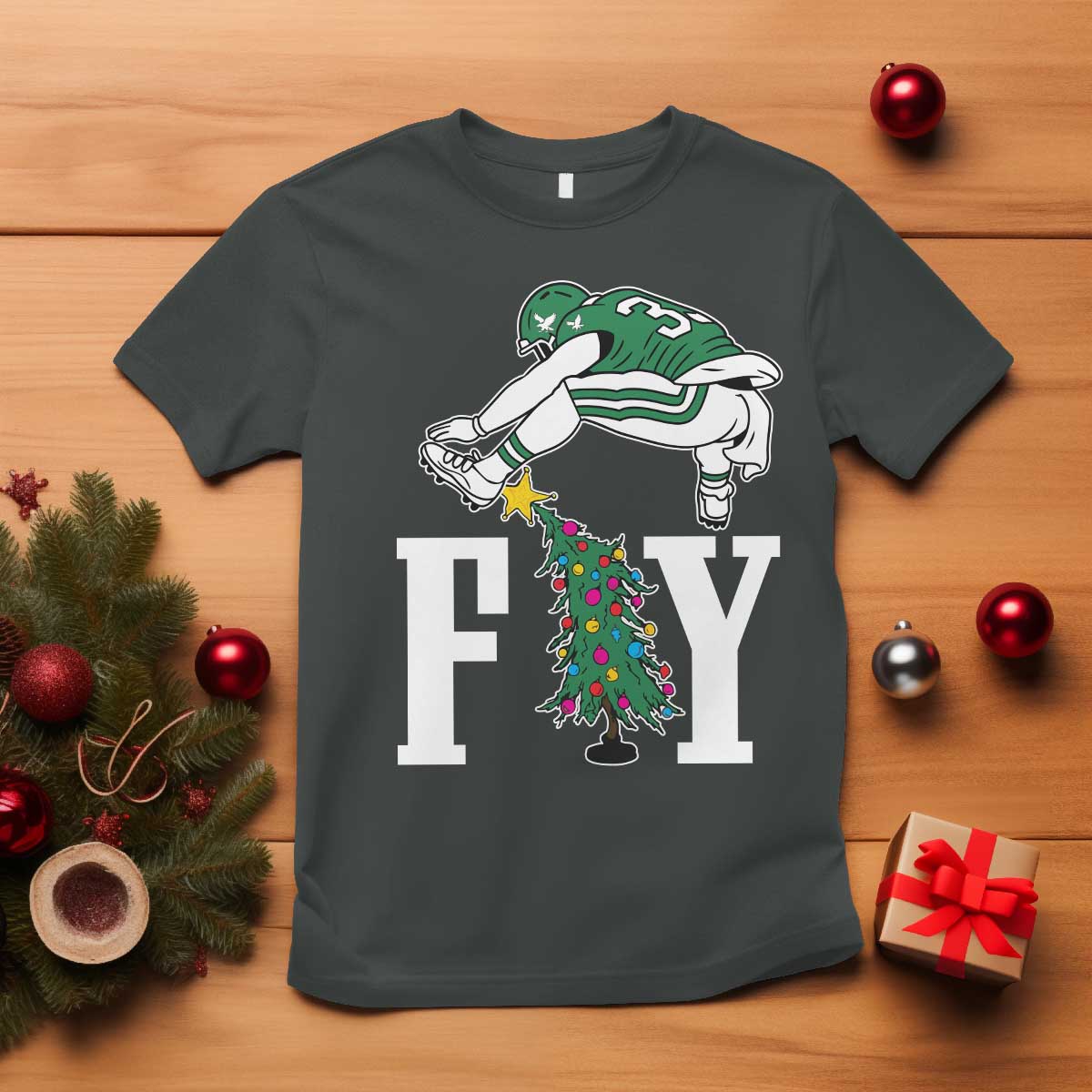 Christmas Philly Lover T Shirt Barkley Backwards Hurdle Xmas Tree TS10 Dark Heather Print Your Wear