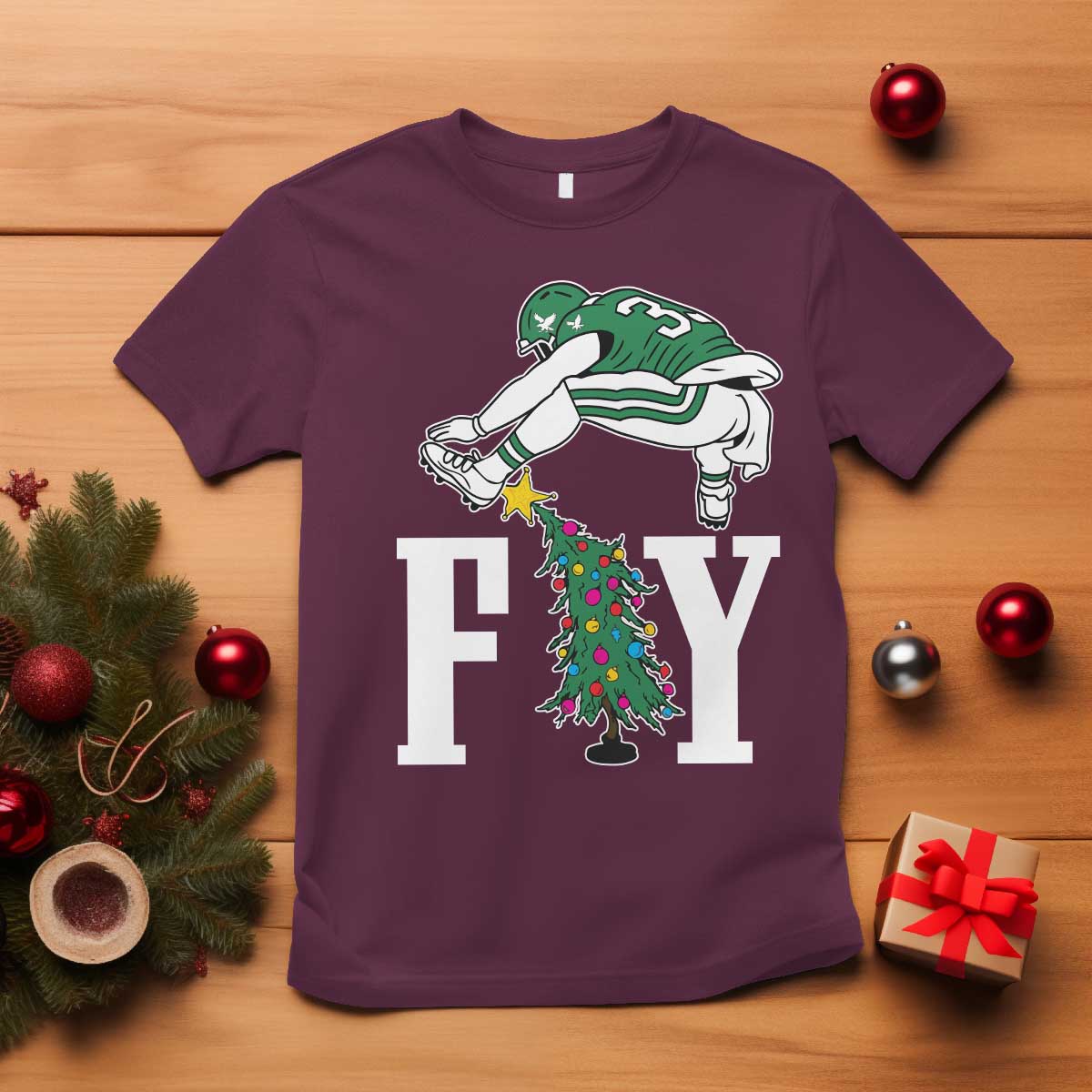 Christmas Philly Lover T Shirt Barkley Backwards Hurdle Xmas Tree TS10 Maroon Print Your Wear