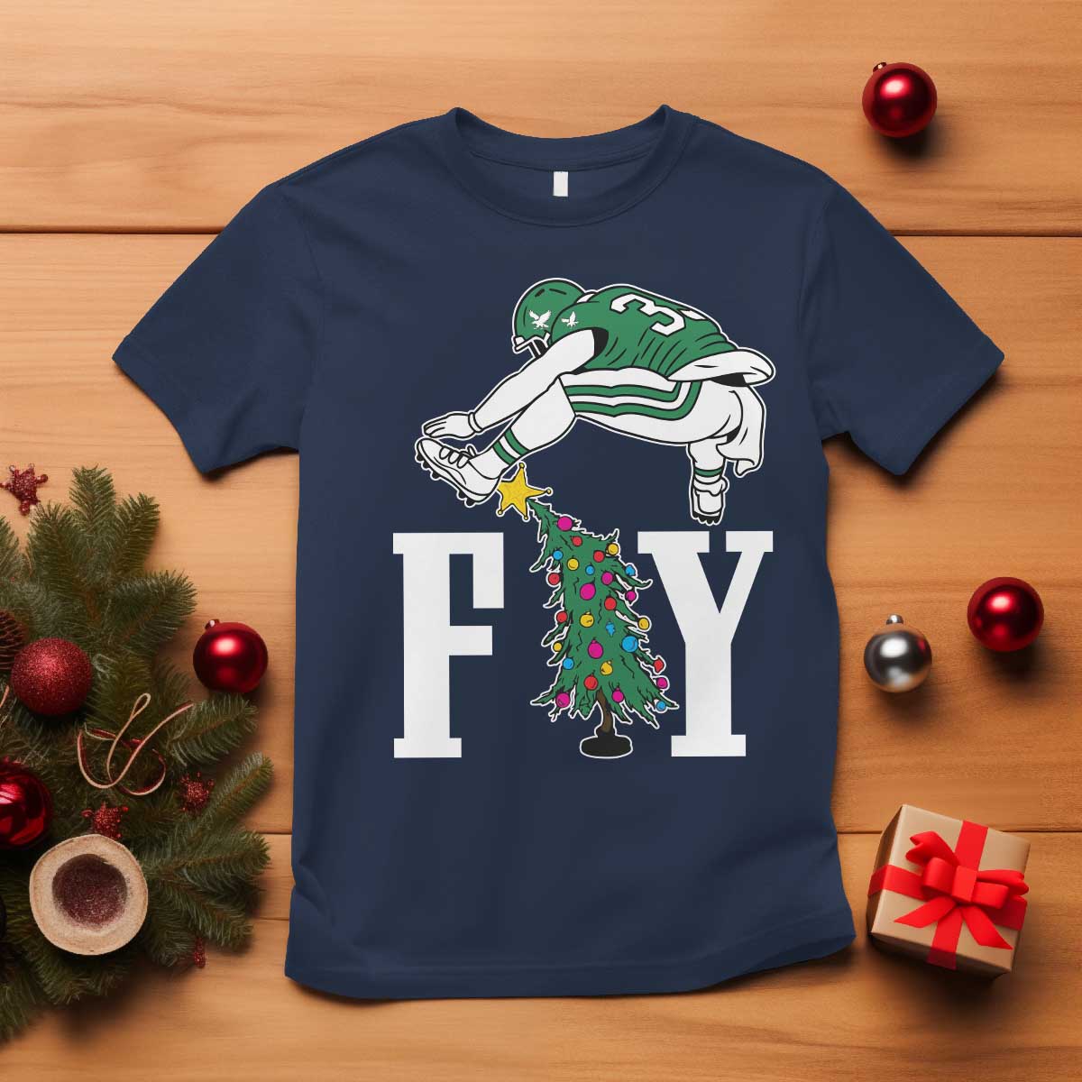 Christmas Philly Lover T Shirt Barkley Backwards Hurdle Xmas Tree TS10 Navy Print Your Wear