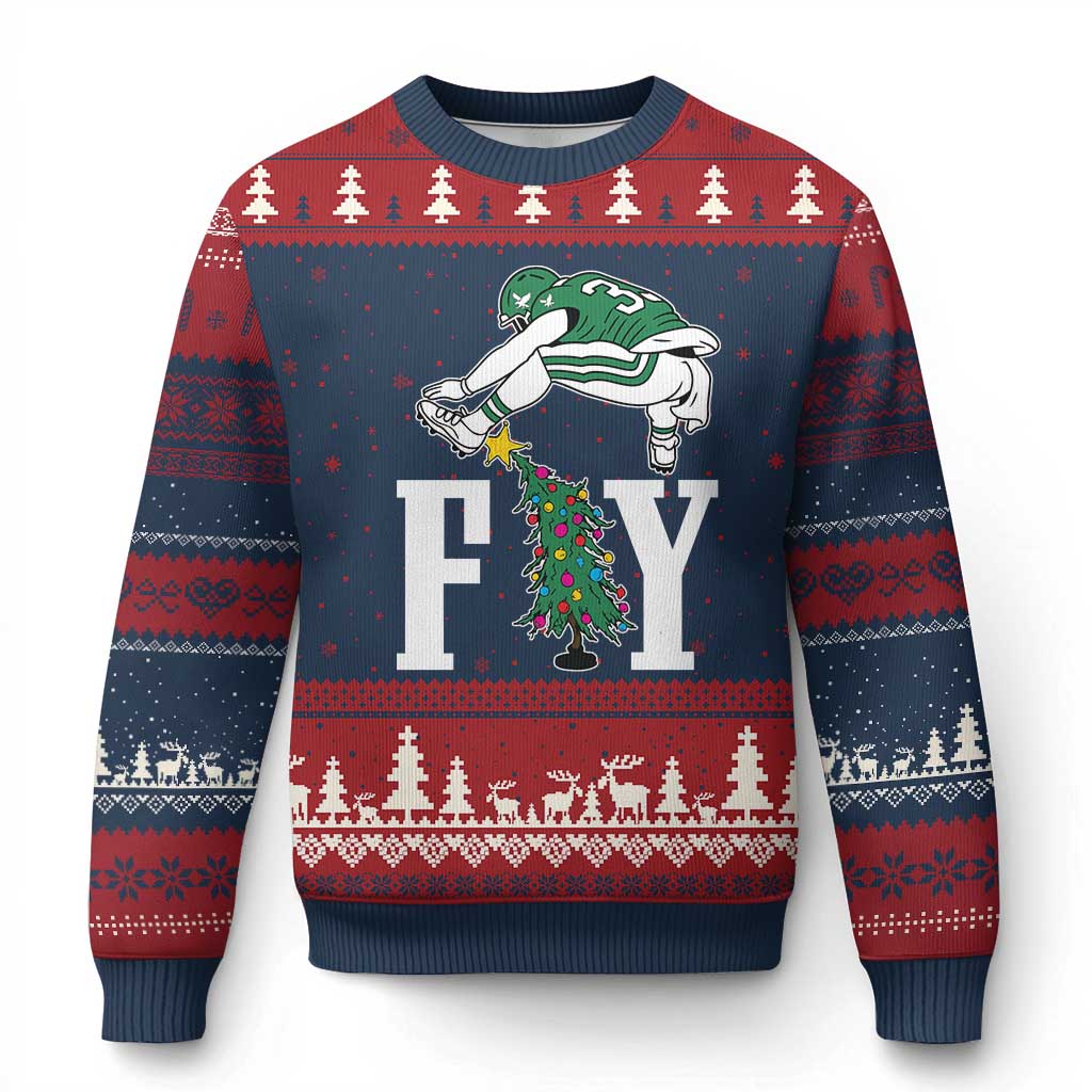 Christmas Philly Lover Ugly Christmas Sweater Barkley Backwards Hurdle Xmas Tree TS10 Navy Red Print Your Wear