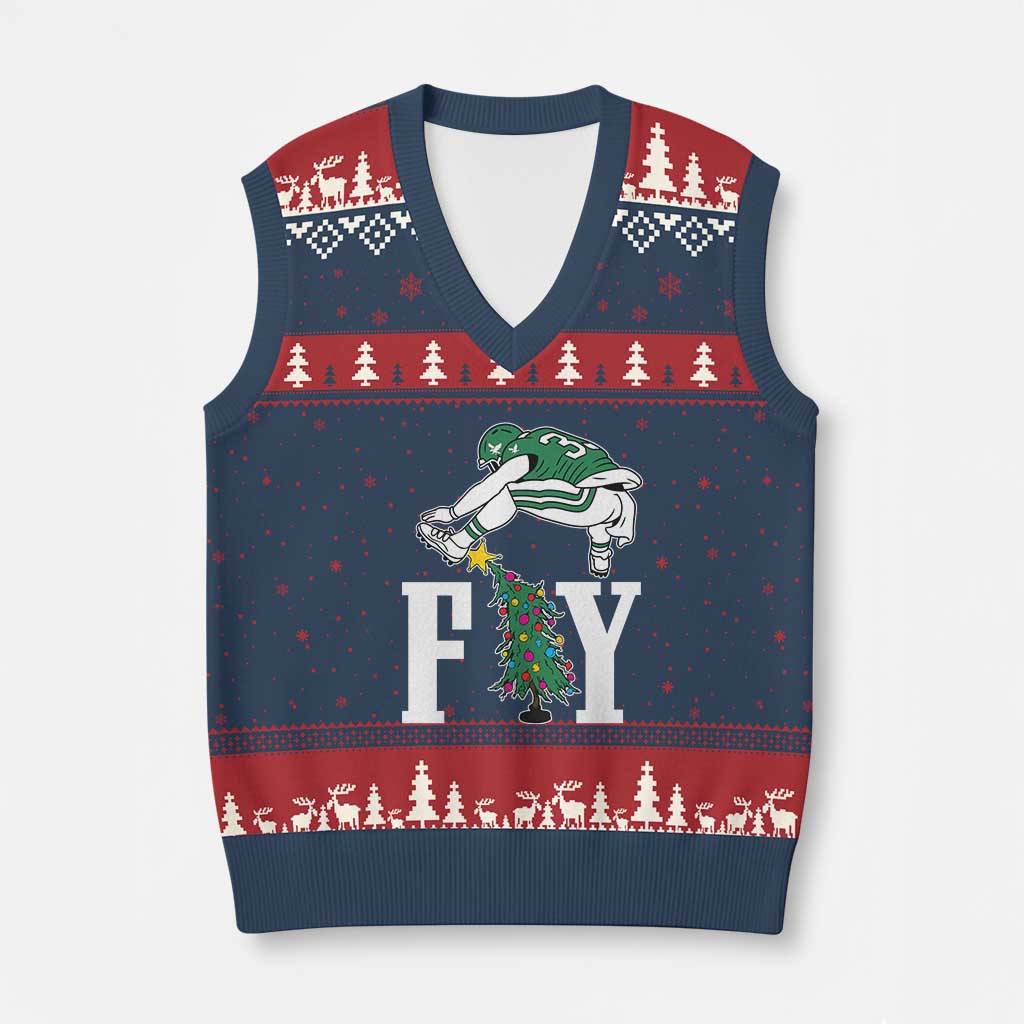 Christmas Philly Lover V-Neck Knit Sweater Vest Barkley Backwards Hurdle Xmas Tree TS10 Navy Red Print Your Wear