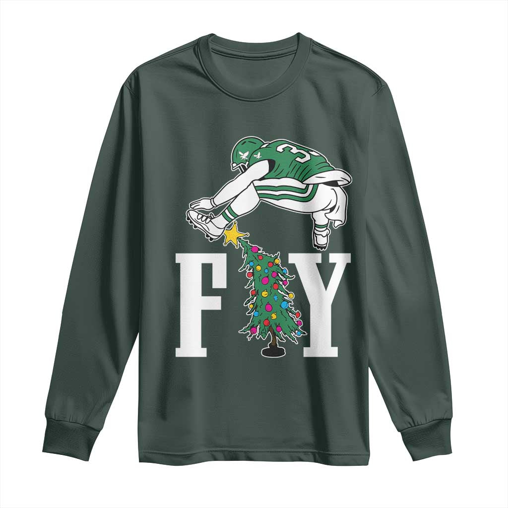 Christmas Philly Lover Long Sleeve Shirt Barkley Backwards Hurdle Xmas Tree TS10 Dark Forest Green Print Your Wear