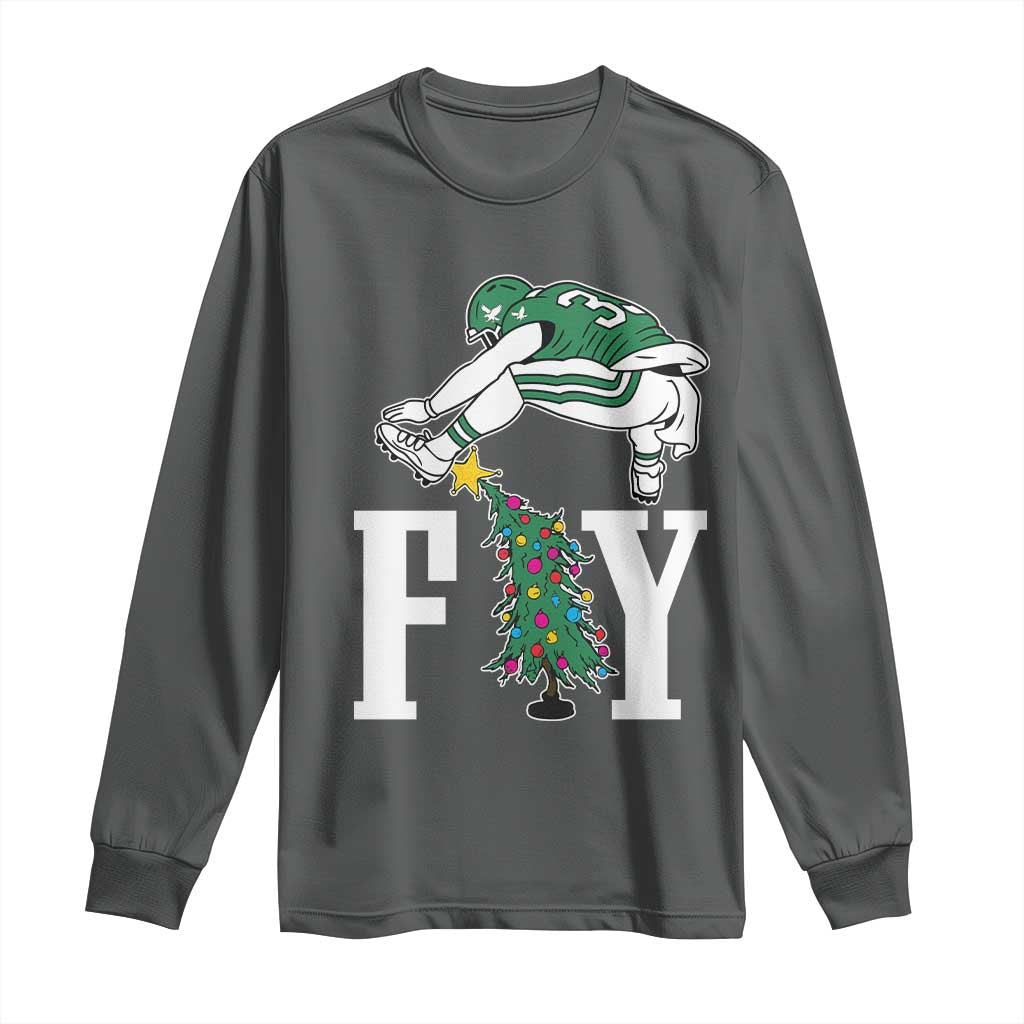Christmas Philly Lover Long Sleeve Shirt Barkley Backwards Hurdle Xmas Tree TS10 Dark Heather Print Your Wear