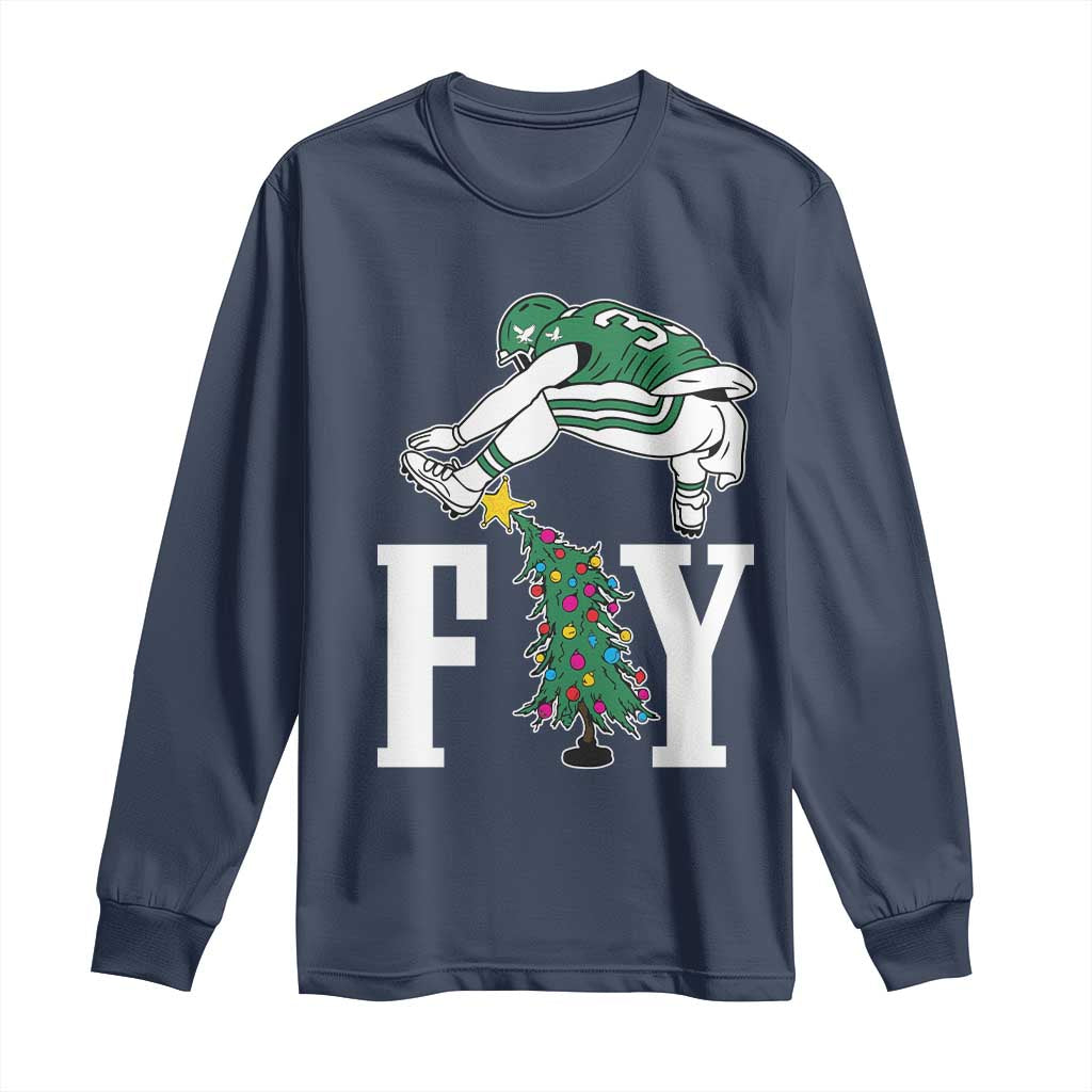 Christmas Philly Lover Long Sleeve Shirt Barkley Backwards Hurdle Xmas Tree TS10 Navy Print Your Wear