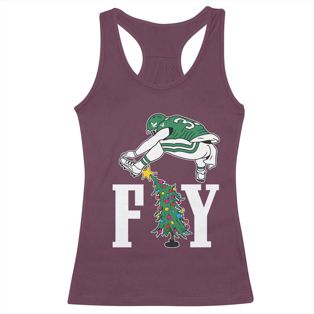 Christmas Philly Lover Racerback Tank Top Barkley Backwards Hurdle Xmas Tree TS10 Maroon Print Your Wear