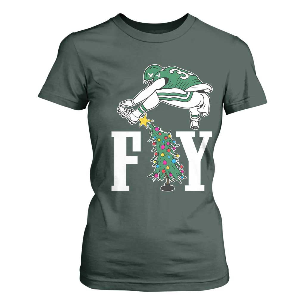 Christmas Philly Lover T Shirt For Women Barkley Backwards Hurdle Xmas Tree TS10 Dark Forest Green Print Your Wear