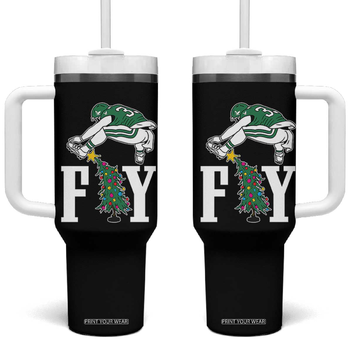 Christmas Philly Lover Tumbler With Handle Barkley Backwards Hurdle Xmas Tree TS10 One Size: 40 oz Black Print Your Wear