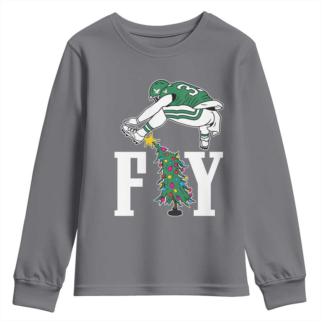 Christmas Philly Lover Youth Sweatshirt Barkley Backwards Hurdle Xmas Tree TS10 Charcoal Print Your Wear