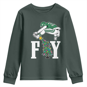 Christmas Philly Lover Youth Sweatshirt Barkley Backwards Hurdle Xmas Tree TS10 Dark Forest Green Print Your Wear