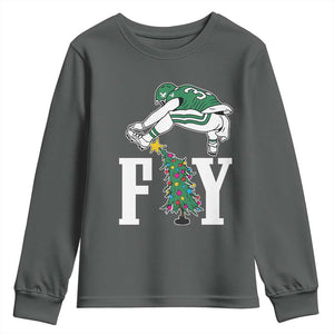 Christmas Philly Lover Youth Sweatshirt Barkley Backwards Hurdle Xmas Tree TS10 Dark Heather Print Your Wear