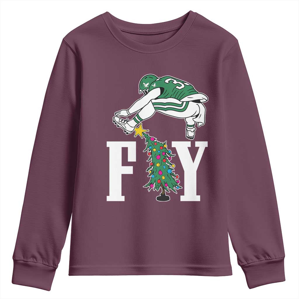 Christmas Philly Lover Youth Sweatshirt Barkley Backwards Hurdle Xmas Tree TS10 Maroon Print Your Wear