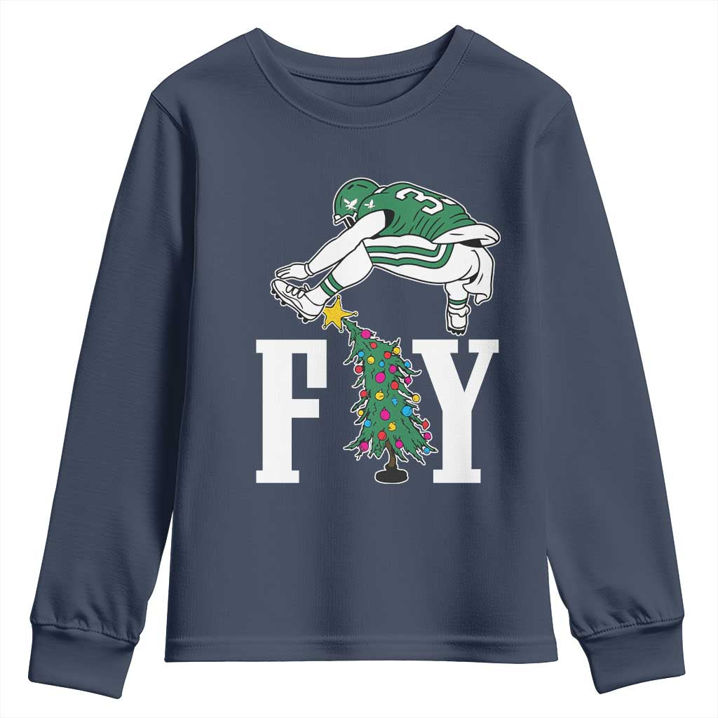 Christmas Philly Lover Youth Sweatshirt Barkley Backwards Hurdle Xmas Tree TS10 Navy Print Your Wear