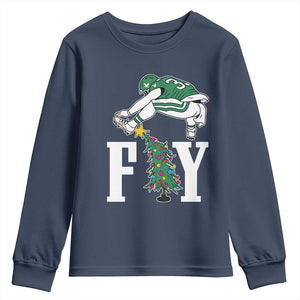 Christmas Philly Lover Youth Sweatshirt Barkley Backwards Hurdle Xmas Tree TS10 Navy Print Your Wear