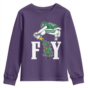 Christmas Philly Lover Youth Sweatshirt Barkley Backwards Hurdle Xmas Tree TS10 Purple Print Your Wear