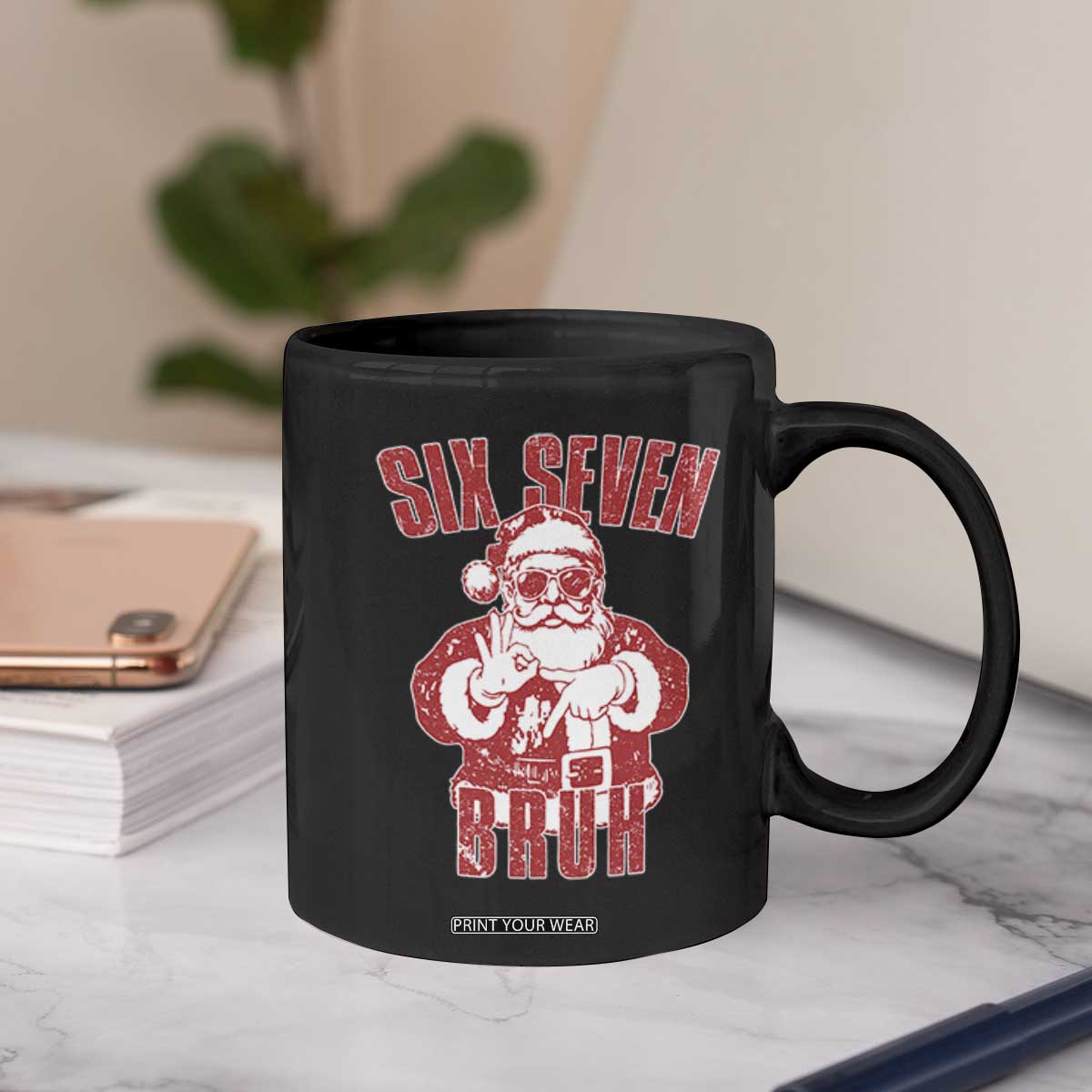 Six Seven Bruh Funny Christmas Coffee Mug Santa 67 Meme Teens Boys Kids Xmas Pajamas TS10 Print Your Wear