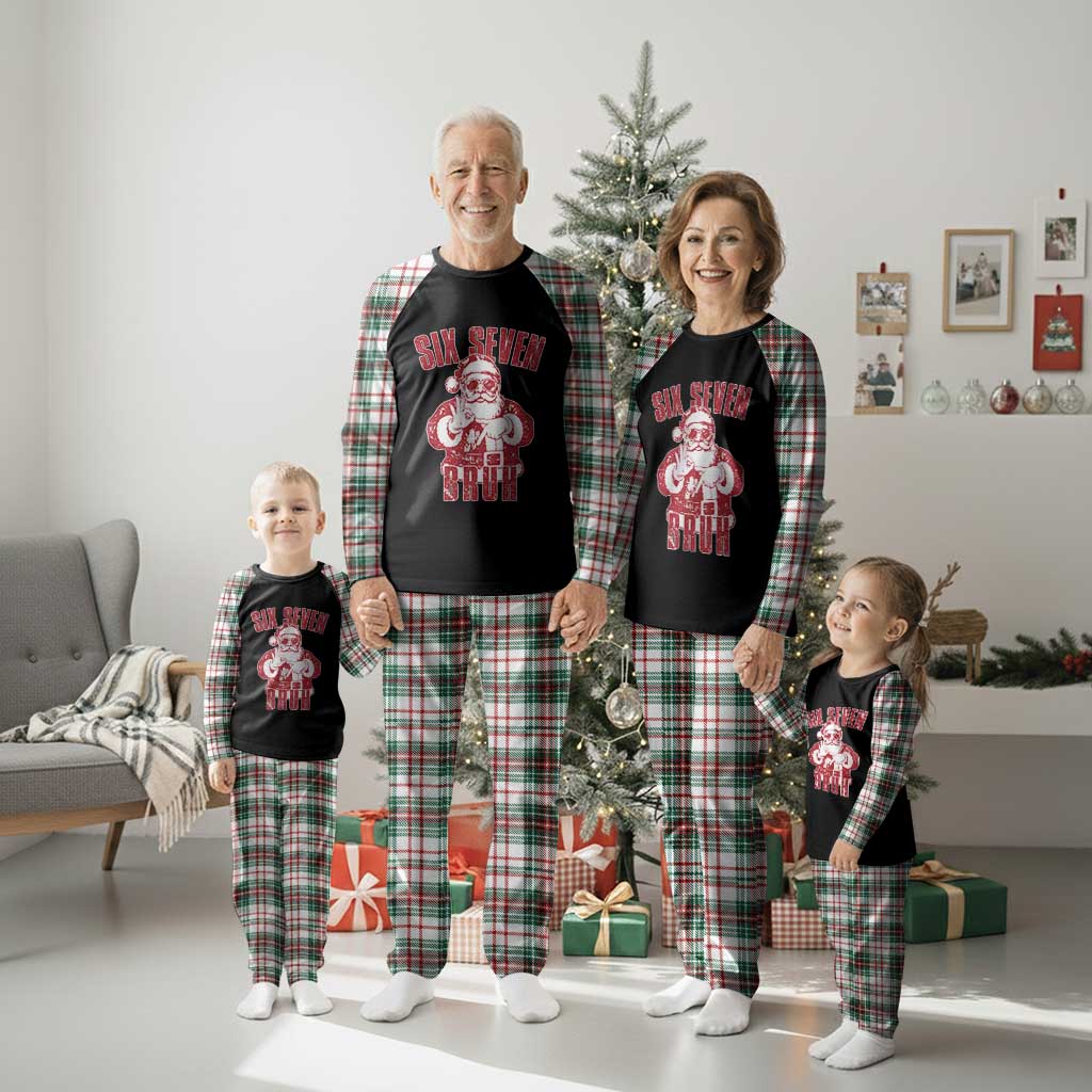 Six Seven Bruh Funny Christmas Plaid Pajama Set Santa 67 Meme Teens Boys Kids Xmas Pajamas TS10 Christmas Plaid Print Your Wear
