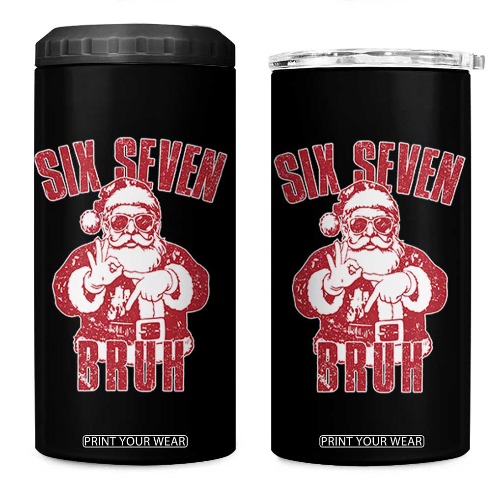 Six Seven Bruh Funny Christmas 4 in 1 Can Cooler Tumbler Santa 67 Meme Teens Boys Kids Xmas Pajamas TS10 One Size: 16 oz Black Print Your Wear