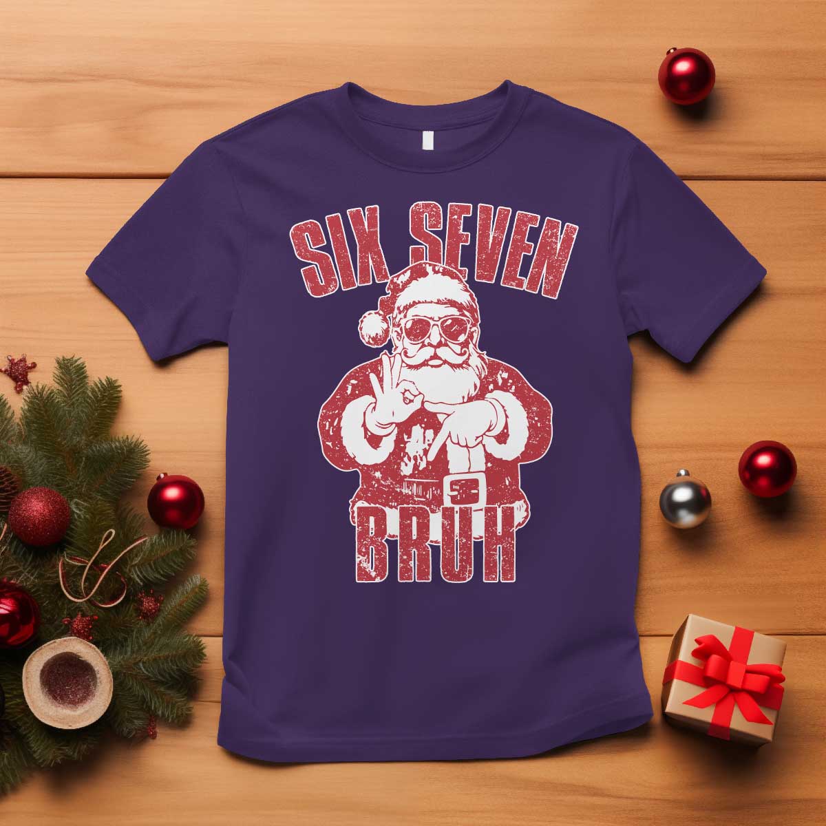 Six Seven Bruh Funny Christmas T Shirt Santa 67 Meme Teens Boys Kids Xmas Pajamas TS10 Purple Print Your Wear