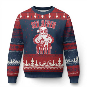 Six Seven Bruh Funny Xmas Ugly Christmas Sweater Santa 67 Meme Teens Boys Kids Xmas Pajamas TS10 Navy Red Print Your Wear