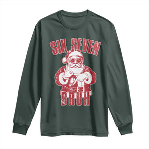 Six Seven Bruh Funny Christmas Long Sleeve Shirt Santa 67 Meme Teens Boys Kids Xmas Pajamas TS10 Dark Forest Green Print Your Wear