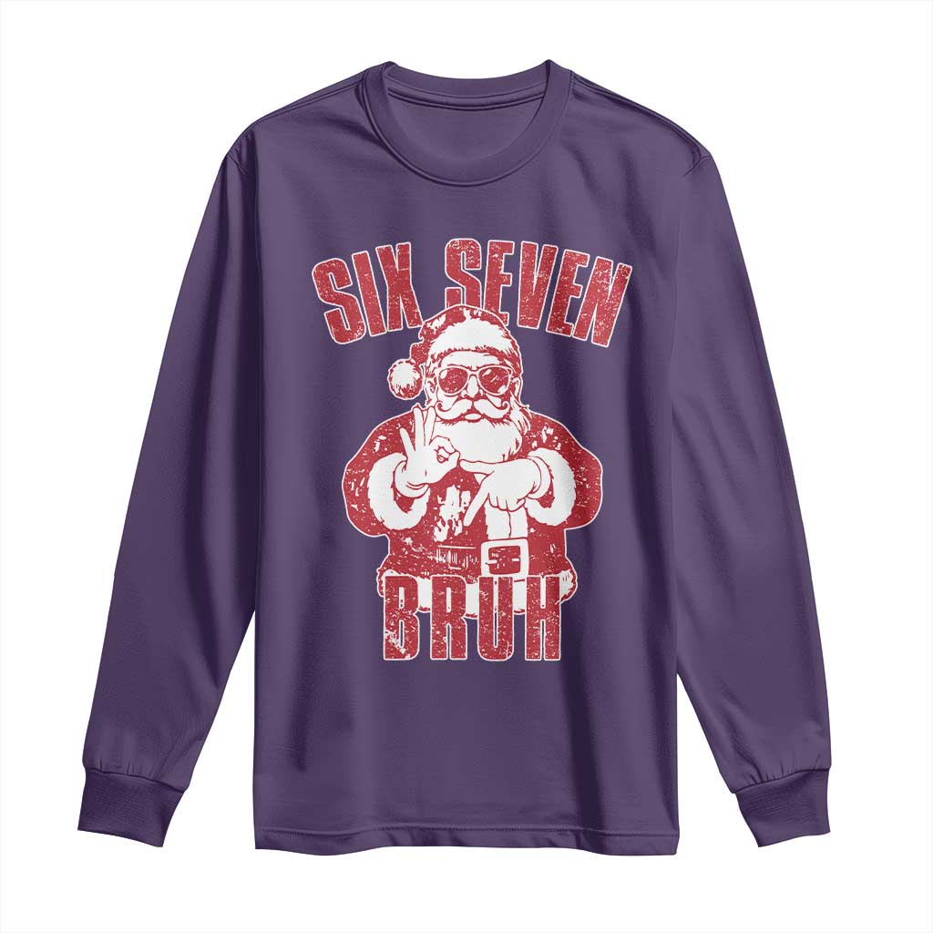 Six Seven Bruh Funny Christmas Long Sleeve Shirt Santa 67 Meme Teens Boys Kids Xmas Pajamas TS10 Purple Print Your Wear