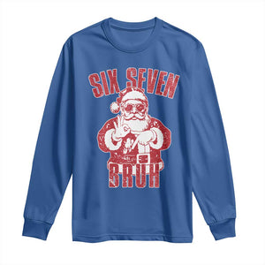 Six Seven Bruh Funny Christmas Long Sleeve Shirt Santa 67 Meme Teens Boys Kids Xmas Pajamas TS10 Royal Blue Print Your Wear