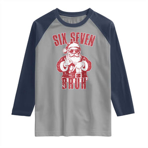 Six Seven Bruh Funny Christmas Raglan Shirt Santa 67 Meme Teens Boys Kids Xmas Pajamas TS10 Sport Gray Navy Print Your Wear