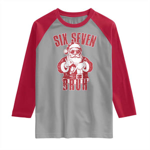Six Seven Bruh Funny Christmas Raglan Shirt Santa 67 Meme Teens Boys Kids Xmas Pajamas TS10 Sport Gray Red Print Your Wear