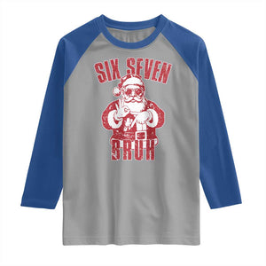 Six Seven Bruh Funny Christmas Raglan Shirt Santa 67 Meme Teens Boys Kids Xmas Pajamas TS10 Sport Gray Royal Print Your Wear