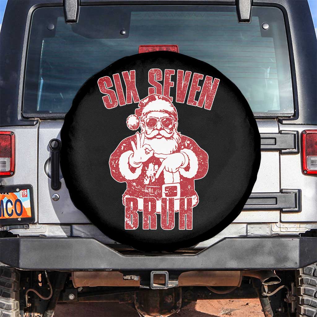 Six Seven Bruh Funny Christmas Spare Tire Cover Santa 67 Meme Teens Boys Kids Xmas Pajamas TS10 No hole Black Print Your Wear